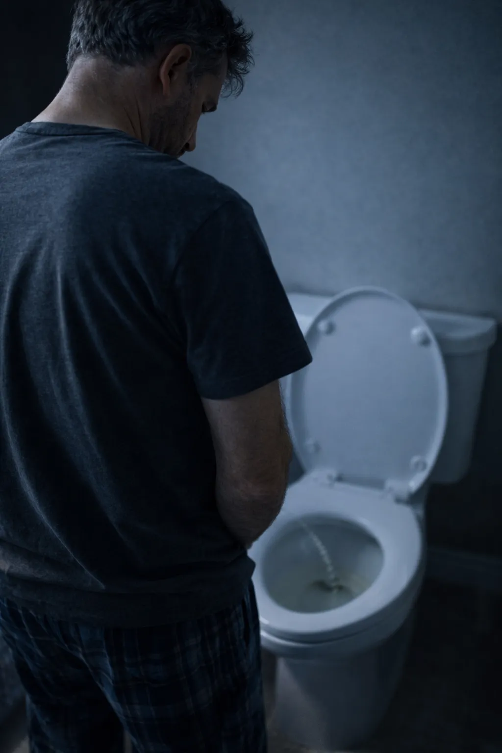 Man at toilet during the night