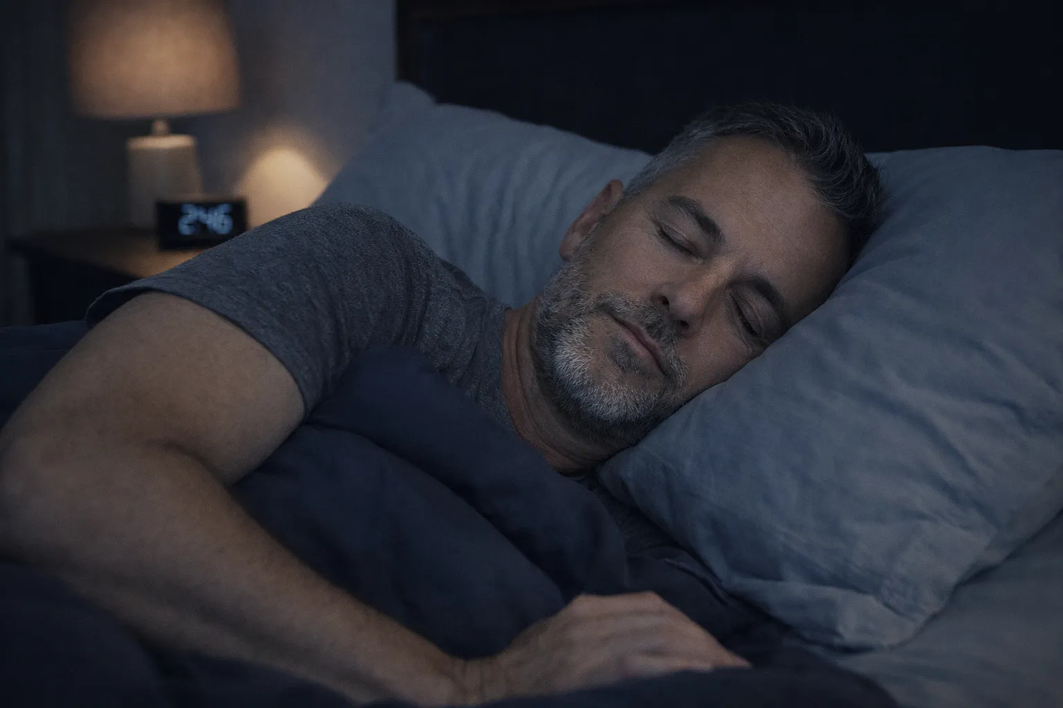 Man sleeping peacefully through the night