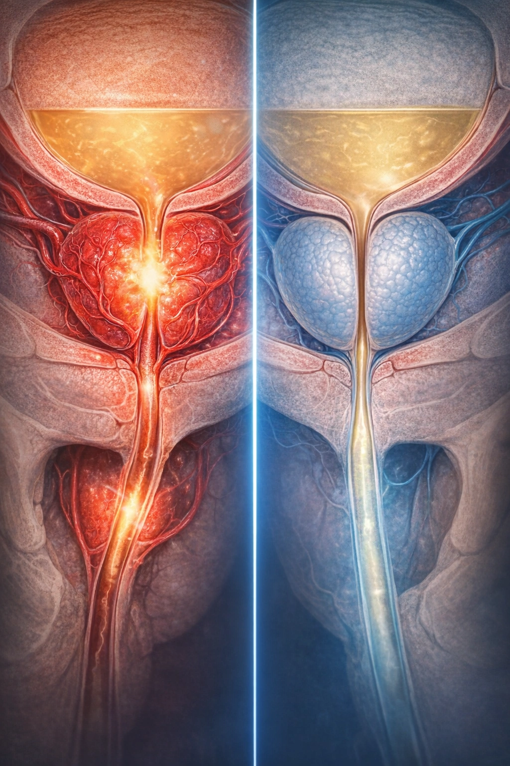 Comparação: inflamação vs saudável