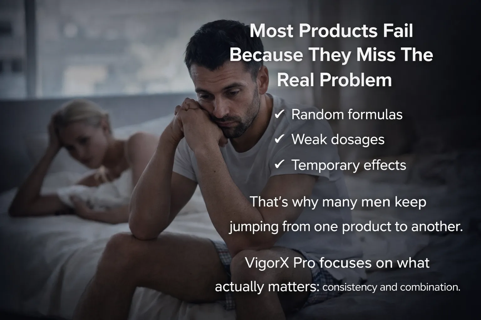 Frustrated man on bed